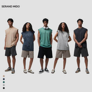 Débardeurs sans manches délavés à l'acide pour hommes, chemises athlétiques musculaires avec logo personnalisé 100% coton, pour la mode et le fitness, vente en gros - Product Image 2