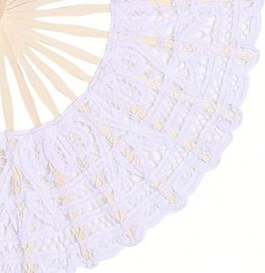 Éventail en dentelle 100 % coton fait main, 27 cm, 13 couleurs au choix, style fée en bambou sculpté, pour décoration de Noël (vente en gros) - Product Image 3