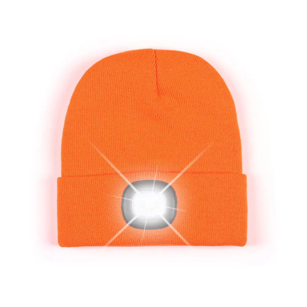 หมวกบีนนี่แอลอีดีพร้อมไฟสำหรับทั้งชายและหญิงชนิดแบตเตอรี่แบบแฮนด์ฟรี4 LED หมวกไฟหมวกสำหรับฤดูหนาว
