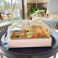 Plateau à gâteau à neuf grilles avec couvercle transparent, boîte à dessert, boîte à gâteau en papier décorative