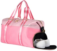 Grand sac de sport en bâche rose écologique premium, sacs de sport à impression personnalisée avec compartiment à chaussures à impression personnalisée