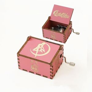 Custom logo Printed Hot Selling Colorful Laser Engraved Hand Crank Mini Diy Wooden <b>Music</b> <b>Box</b> Gift - Product Image 4