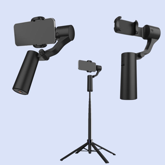 Professional 2 Axis Stabilized Selfie Stick With AI Auto Tracking 360 Rotary and Detachable Remote Controller for Vloggers