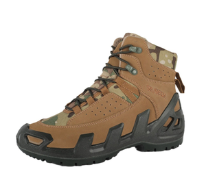 Botas de cuero vacuno de gamuza personalizadas TSB08, color marrón y camuflaje CP, para senderismo y entrenamiento, con cremallera lateral para hombre. - Product Image 4