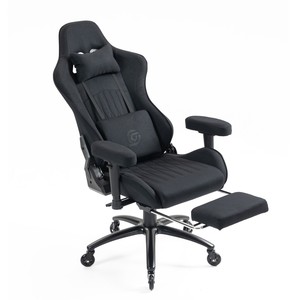 Silla <span class=keywords><strong>de</strong></span> Oficina Ergonómica <span class=keywords><strong>para</strong></span> <span class=keywords><strong>Adultos</strong></span> <span class=keywords><strong>de</strong></span> 400 Libras, Respaldo Alto, con Reposapiés y Reposabrazos 2D, Silla <span class=keywords><strong>de</strong></span> Videojuegos Negra con Soporte Lumbar - Product Image 1