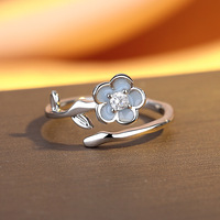 Nouvelle bague en argent sterling de créateur, motif fleur d'hibiscus, design naturel, bague fleur S925 réglable