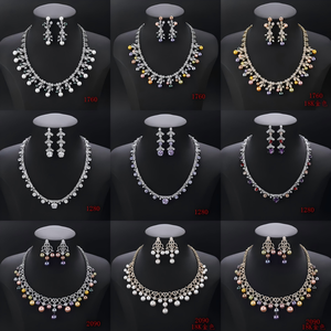 250828 लक्जरी ब्राइडल फैशन गहने सेट विशेष अवसरों के लिए संग्रह ईयररिंग्स के हार के शानदार बयान टुकड़े - Product Image 3