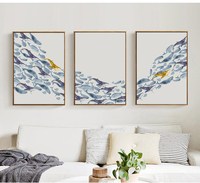Personnalisé Moderne Style Scandinave Abstrait Bleu Poisson Mer Peinture Art Déco Motif Islamique Cadre en Métal Art Mural Décoration Maison Corde