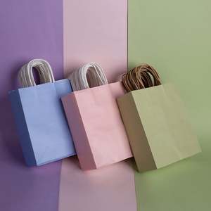 Sac en papier kraft léger et personnalisable avec poignée, réutilisable, pour les courses à emporter, style classique - Product Image 1