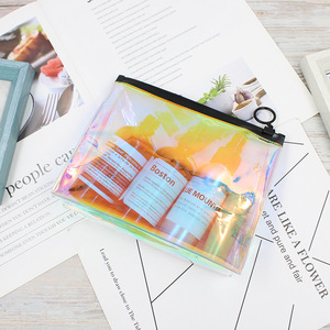 Bolsa de cosméticos de PVC resistente al agua y al voltaje, cortada con láser, moderna y colorida, bolsa de aseo, bolsa de almacenamiento de viaje de gran capacidad - Product Image 2