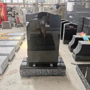 BLVE High Quality Natural Stone Shanxi Black Granite Monument Headstones Tombstones Gravestones