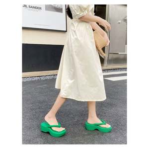 Nuevas zapatillas de verano con punta abierta y lazo de satén para <span class=keywords><strong>mujer</strong></span>, sandalias y zapatillas transpirables de estaciones simples - Product Image 2