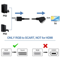Câble AV RGB vers SCART de 1,8 m, convertisseur audio-vidéo pour téléviseur, connecteur de remplacement pour console de jeu, cordon PAL pour PlayStation 2 3 PS2 PS3