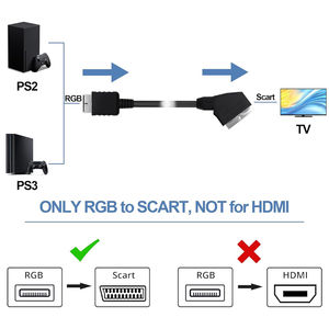 Câble AV RGB vers SCART de 1,8 m, convertisseur audio-vidéo pour téléviseur, connecteur de remplacement pour console de jeu, <span class=keywords><strong>cordon</strong></span> PAL pour PlayStation 2 3 PS2 PS3 - Product Image 2