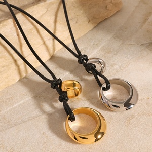 Collar Deportivo de Diseño para Mujer Gaovo, con Colgante Circular Exagerado, Chapado en Oro de 18K, Cadena de Bambú de Acero Inoxidable, Regalo - Product Image 3