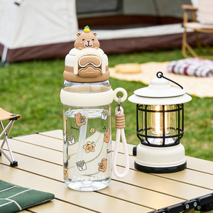 Borraccia in plastica PC Little Bear con cannuccia, senza BPA, a prova di perdite, con cordino, per bambini, uso scolastico, unisex, per studenti dell'asilo - Product Image 3