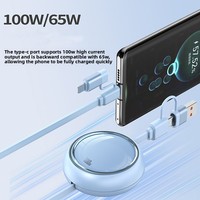 Câble USB C rétractable 4-en-1 à charge rapide 100W avec logo promotionnel, câble de données Type C multi-charge 3A, cordon de chargeur multiple
