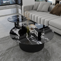 Table basse ronde moderne et simple avec plateau en marbre pour salon et hôtel, durable et facile à nettoyer