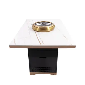 AOBL Custom Selling Indoor Smokeless Equipment Commercial Dining Restaurant Furniture Hotpot Electric Korean BBQ Grill Table