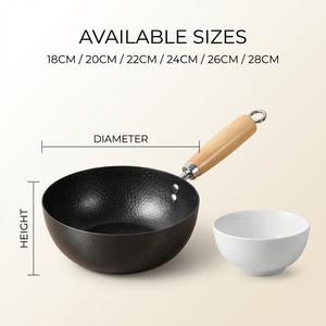 <span class=keywords><strong>Wok</strong></span> FLEY de Hierro Fundido sin Recubrimiento, Antiadherente, de Boca Ancha, con Mango de Madera y Tapa de Vidrio, Compatible con Estufas de Gas e Inducción - Product Image 3