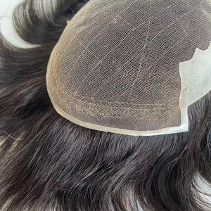 Prótesis Capilar de Encaje Francés Blanqueado con Frente de PU para <span class=keywords><strong>Hombre</strong></span>, Venta al por Mayor en China, Sistema Capilar Personalizado Q6 para Pérdida de Cabello - Product Image 3