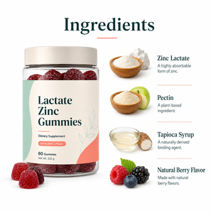 Gomitas de Lactato de Zinc Premium, Suplemento Vitamínico de Belleza, Apoyo al Metabolismo, Inmunidad y Salud Cerebral, 2 por Día, Botella de 60 Unidades, OEM/ODM 2 - Product Image 5