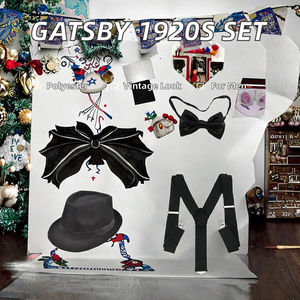 Costume de l'Époque de Gatsby pour <span class=keywords><strong>Homme</strong></span> des Années 20, Accessoires des Années 20, Vêtements en Polyester Noir - Product Image 2