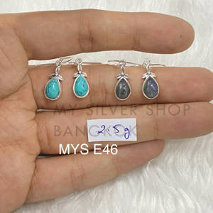 Pendientes de Aro Hechos a Mano en Plata de Ley 925 con Diseño de Flores y Piedras Preciosas, Joyería Fina para Mujer, Regalo de Boda, Venta al por Mayor - Product Image 1