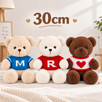 Cremefarbener Soft-Touch Plüsch-Teddybär mit Buchstaben-Pullover, Kuscheliges Stofftier für Geburtstag und Schlafzimmerdekoration
