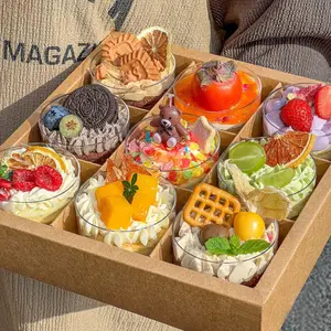 Kraft Paper Food Cookie Macaron Cupcake Box Packaging Foldable 9 Pieces Sweet Mini Cake Donut Wedding Box With Clear Window