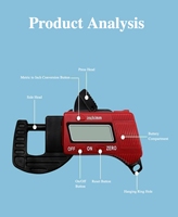 High Precision Electronic Digital Thickness Gauge 0-12.7mm for Measuring Wood and Leather Practical Tools