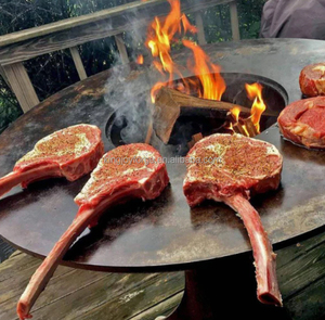 Barbecue / BBQ / <span class=keywords><strong>Plancha</strong></span> / Grill <span class=keywords><strong>en</strong></span> acier corten au <span class=keywords><strong>bois</strong></span> et charbon de <span class=keywords><strong>bois</strong></span> - Product Image 2