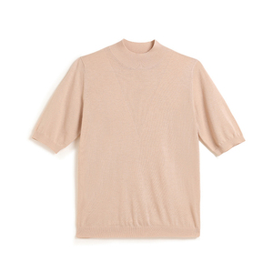 Maglione Estivo a Collo Alto e Maniche Corte, in <span class=keywords><strong>Maglia</strong></span> Sottile di <span class=keywords><strong>Seta</strong></span>, Top in Cashmere da <span class=keywords><strong>Donna</strong></span>, Pullover in Cashmere Semplice con Logo Personalizzato - Product Image 2