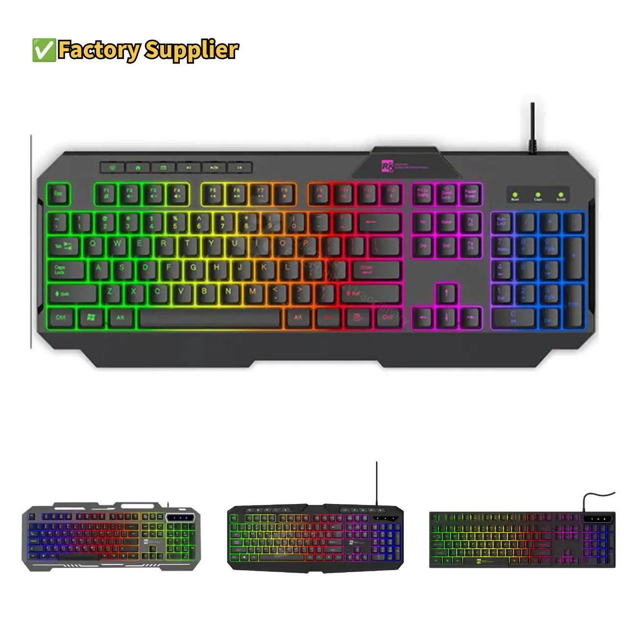 In Stock RGB LED RGB Gaming Keyboard with custom Letter Laser engraving