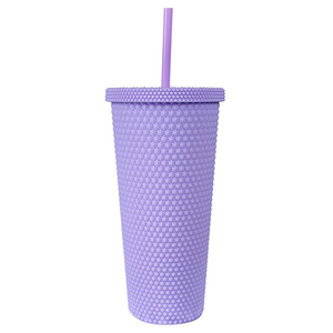 Gobelet à café en plastique à double paroi avec couvercle et paille, 24 oz, vente en gros - Product Image 1