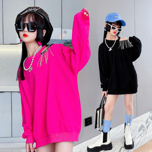 Pull à franges rose bonbon tendance pour fille 2021, noir, 5-15 ans - Product Image 6