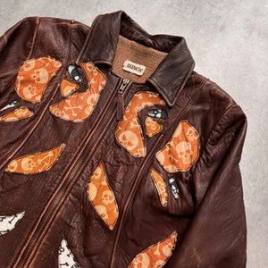 La exclusiva chaqueta de cuero Skull Cross Bone de Design-un estilo único diseñado para Intrepid Explorers-un vendedor popular de EE. UU. - Product Image 1