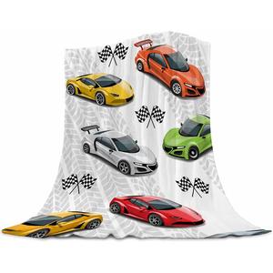<b>Blue</b> Red Racing Cars Flannel <b>Blanket</b> <b>Throw</b> <b>Blanket</b> Nap <b>Blanket</b> Super Soft Machine Washable for Bed Sofa Couch Custom Print - Product Image 2