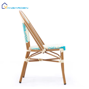 Chaise en rotin tressé pour jardin extérieur, style crème français, pieds en aluminium brun, café, restaurant, taverne, mobilier - Product Image 2