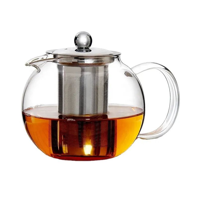 Glass Teapot With Stainless Steel Infuser Lid Borosilicate Glass Tea Pot Stovetop Safe Teapots 34 Oz