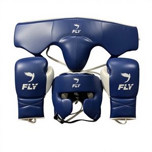Ensemble d'équipement de boxe personnalisé Winning Boxing : Casque, Gants, Protection inguinale, en cuir véritable bleu à lacets, unisexe, pour entraînement et sparring - Product Image 2