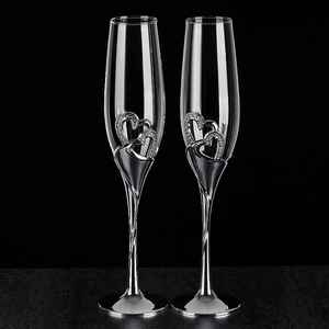 Verre de sécurité noir sans plomb, pour mariages et fêtes, gobelet à double cœur romantique, cannelure en cristal, à <span class=keywords><strong>champagne</strong></span> <span class=keywords><strong>sec</strong></span> - Product Image 2