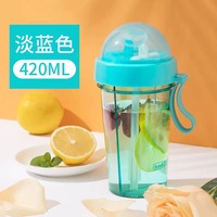 Bouteille d'eau en plastique écologique de 420-600 ml avec poignée et paille séparée pour enfants et adultes, idéale pour la gym, le fitness et les sports.
