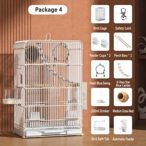 Cage à canaris et double cage à perroquets en fil blanc anti-mastication, petite cage avec plateau en plastique pour les détaillants de cages d'élevage - Product Image 6