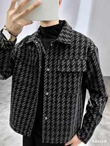 Cappotto da Uomo a Pied-de-Poule, Primavera e Autunno, Nuovo Stile <span class=keywords><strong>Trendy</strong></span> di Alta Gamma, Giacca Slim Fit a Quadri con Risvolto - Product Image 5