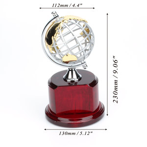 Hitop Piano <strong>Ball</strong> Red Wood Base Trophy Gold World <strong>Globe</strong> Metal Finished Solid Gift Box Sports Custom Souvenir Europe Plated HT-112 - Product Image 2