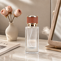 Flacon de parfum cylindrique en verre de haute qualité 30ml 50ml avec bouchon à vis, rechargeable, pour emballage cosmétique, crème visage givrée, en stock