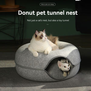 Filz Reiß verschluss Katzen bett Grau Verstecken und Suchen Katze Donuts Tunnel bett Stereo Donuts Erwärmung Sommer Winter Geschlossenes Katzen nest - Product Image 4