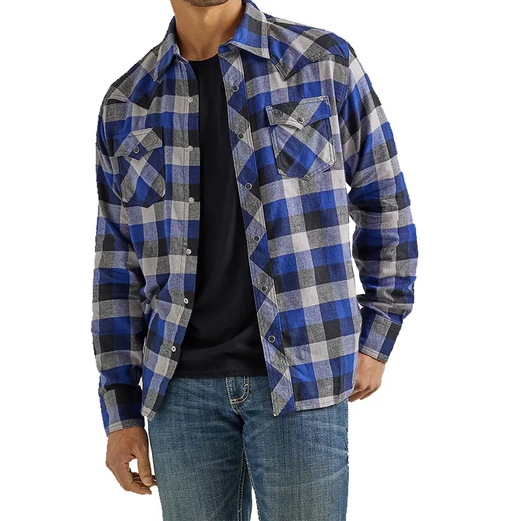 Chất Lượng Tốt Dài Tay Áo Mens Nút Xuống Áo Sơ Mi Flannel Áo Sơ Mi Cotton Hữu Cơ