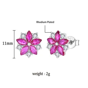 New 925 Silver 5A Zircon Snowflake Earring Necklace Women's Luxury Small Flowers Daisy Petal Collar Chain Wedding Jewelry Set